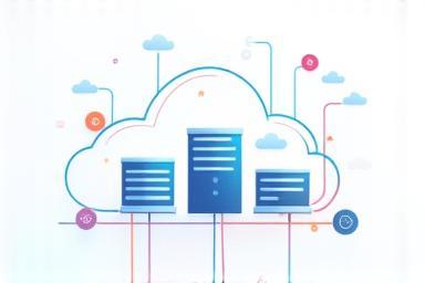 Icone di server cloud con linee di rete.