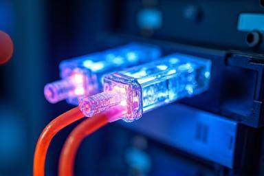Cavi in fibra ottica illuminati.