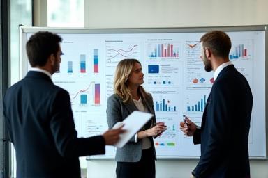 Professionisti d'affari che discutono grafici.